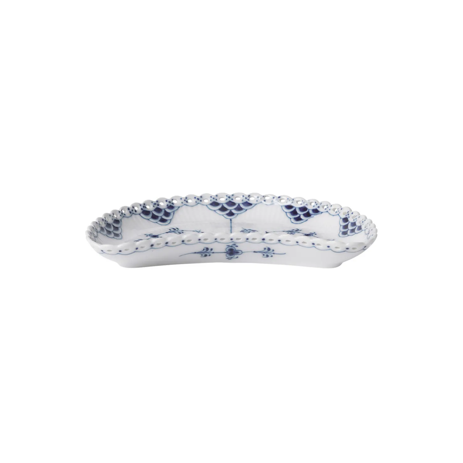 Royal Copenhagen Musselmalet Helblonde halvmåneformet asiet 22 cm