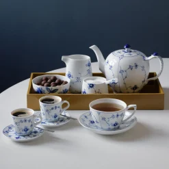 Royal Copenhagen Musselmalet Riflet espressokop med underkop 9 cl