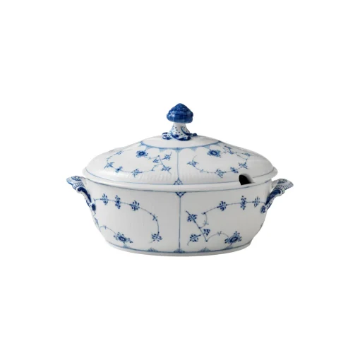Royal Copenhagen Musselmalet Riflet terrin med låg 200 cl
