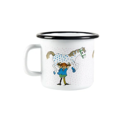 Muurla Pippi emaljekrus pippi og hesten, hvid