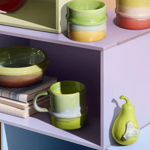 Kähler Poppery Pære med natsværmer figur, apple green/mint