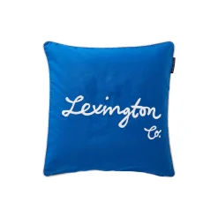 Lexington Pudebetræk i økologisk bomuldstwill med logo, sea blue/white
