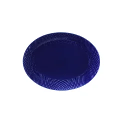 Lyngby Porcelæn Rhombe Color ovalt serveringsfad, mørk blå