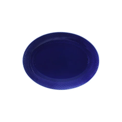 Lyngby Porcelæn Rhombe Color ovalt serveringsfad, mørk blå