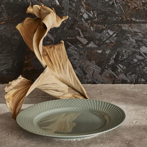 Lyngby Porcelæn Rhombe Earth Frokosttallerken Ø 21 cm, moss