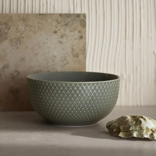 Lyngby Porcelæn Rhombe Earth Skål, moss