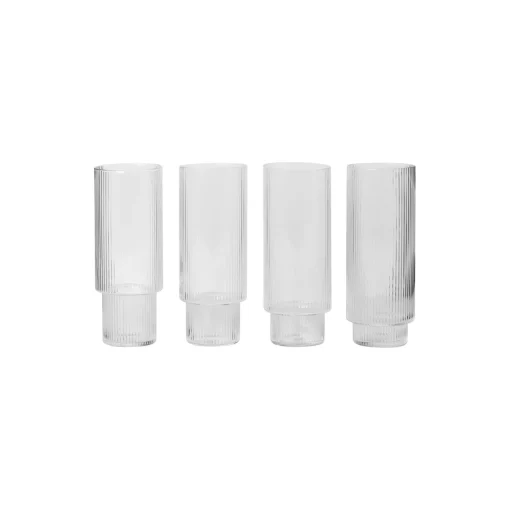 Ferm Living Ripple Long Drink Glasses 4 pcs