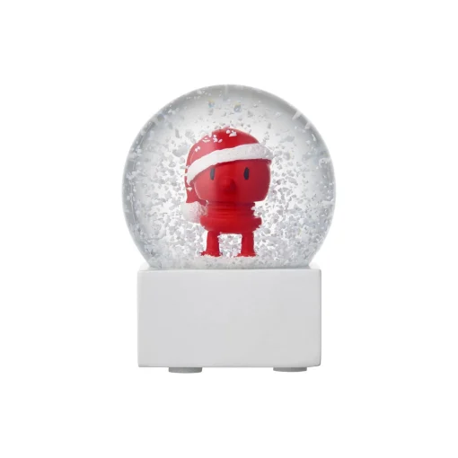 Hoptimist Santa Snow Globe, red