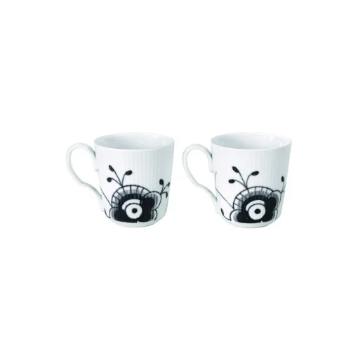 Royal Copenhagen Sort Mega Riflet krus 28 cl 2 stk