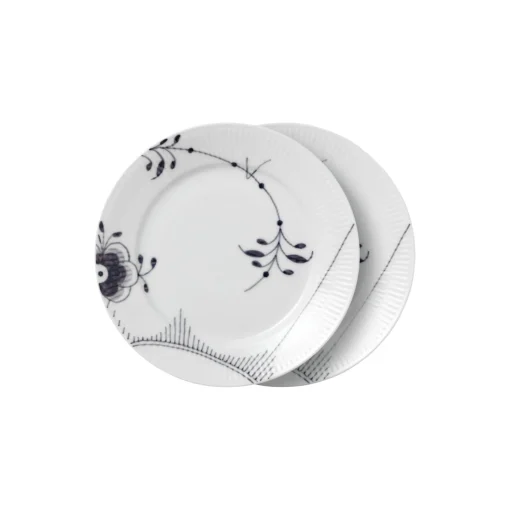 Royal Copenhagen Sort Mega Riflet tallerken nr. 2 Ø 22 cm 2 stk.