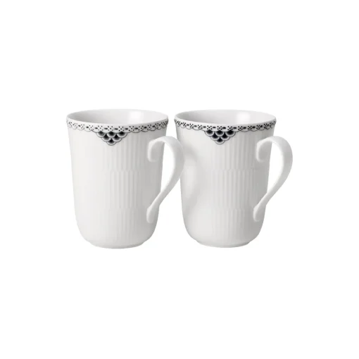 Royal Copenhagen Sort Riflet Blonde krus 36 cl, 2 stk.