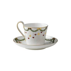 Royal Copenhagen Stjerne Riflet Jul højhankskop og underkop 27 cl