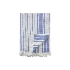 Lexington Stribet tæppe i økologisk bomuld, white/blue