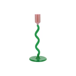 Villa Collection Styles glaslysestage, green/rose
