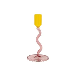 Villa Collection Styles glaslysestage, rose/yellow