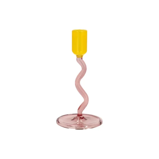 Villa Collection Styles glaslysestage, rose/yellow