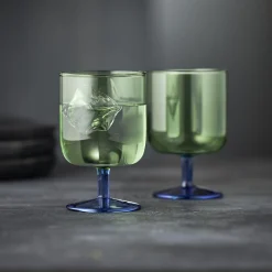 Lyngby Glas Torino vinglas 2 stk., grøn/blå