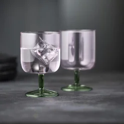 Lyngby Glas Torino vinglas 2 stk., pink/grøn