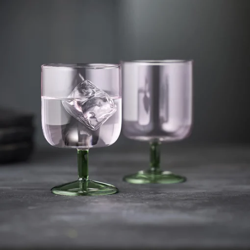 Lyngby Glas Torino vinglas 2 stk., pink/grøn