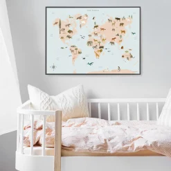 ViSSEVASSE Verdenskort med dyr plakat
