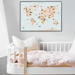 ViSSEVASSE Verdenskort med dyr plakat
