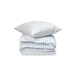 Lexington White/Blue Check Lyocell/Cotton Oxford Bed Set, white/blue