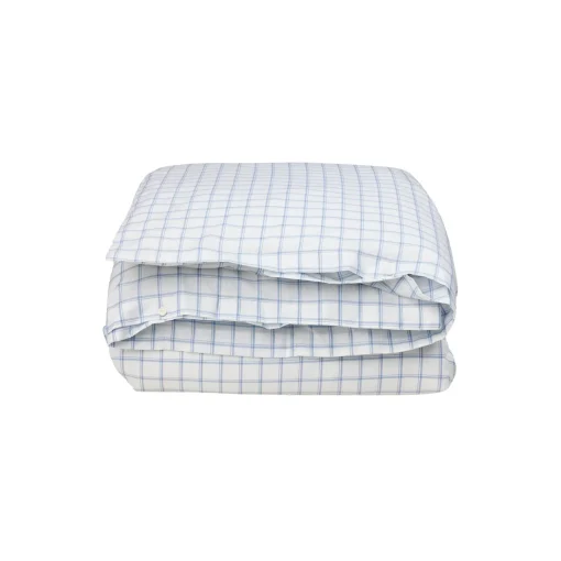 Lexington White/Blue Check Lyocell/Cotton Oxford Bed Set, white/blue