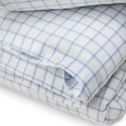 Lexington White/Blue Check Lyocell/Cotton Oxford Bed Set, white/blue