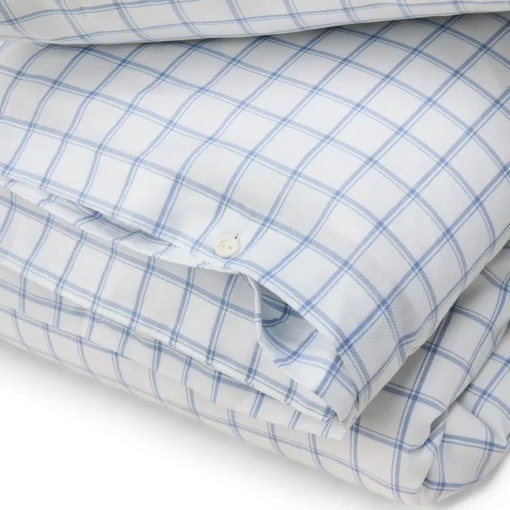 Lexington White/Blue Check Lyocell/Cotton Oxford Bed Set, white/blue
