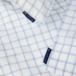 Lexington White/Blue Check Lyocell/Cotton Oxford Bed Set, white/blue