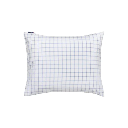 Lexington White/Blue Check Lyocell/Cotton Oxford Pillowcase, white/blue